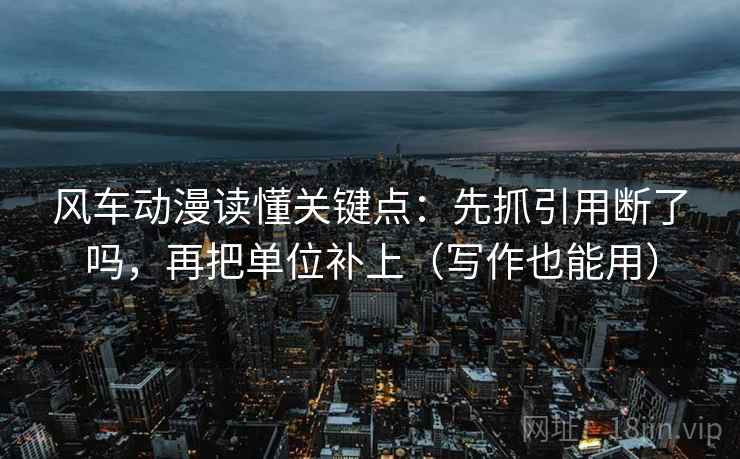 风车动漫读懂关键点：先抓引用断了吗，再把单位补上（写作也能用）