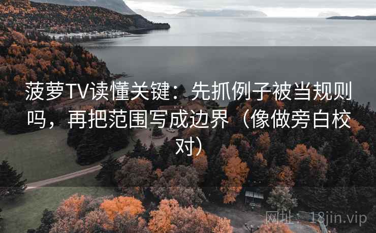 菠萝TV读懂关键：先抓例子被当规则吗，再把范围写成边界（像做旁白校对）